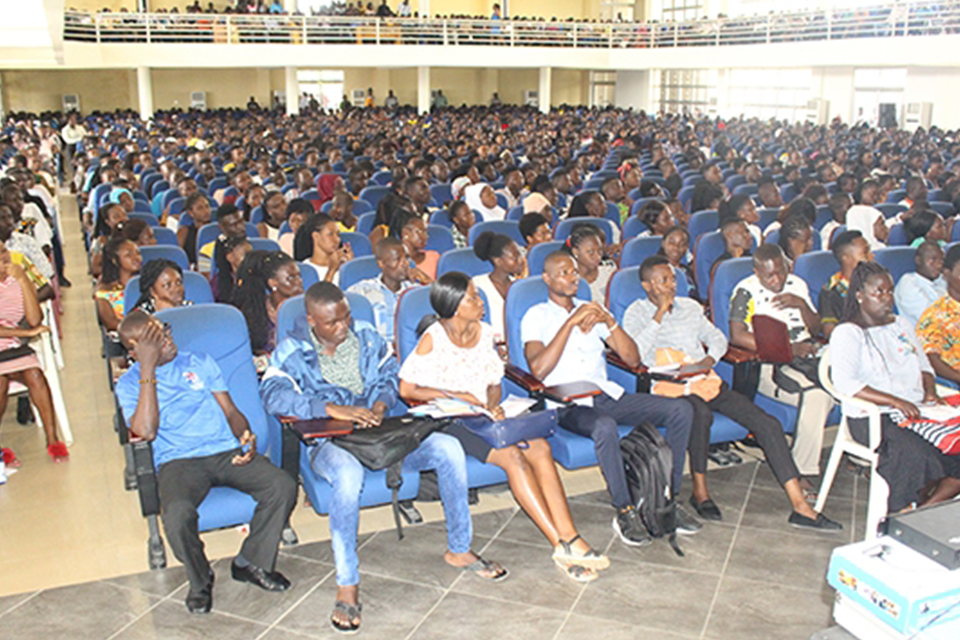 A picture of some of the freshmen at the orientation