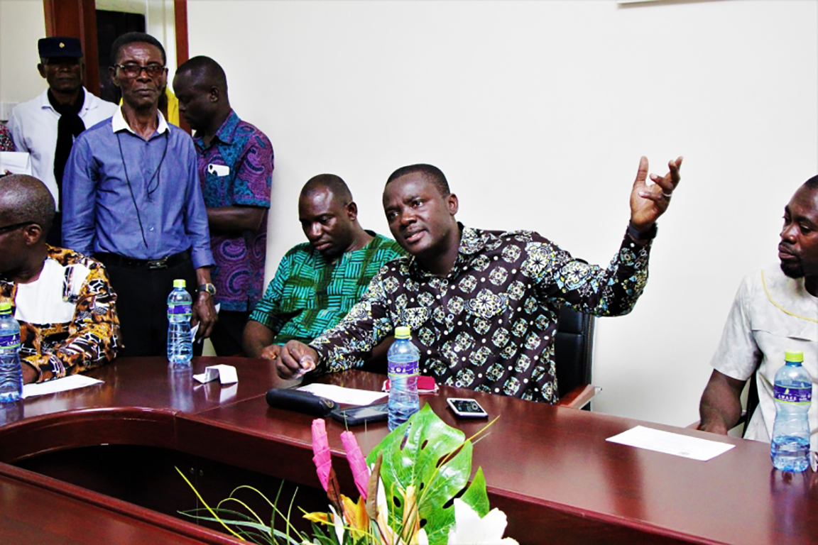 MP for Kwadaso Constituency, Dr. S. K. Nuamah addressing  COLTEK management and some students