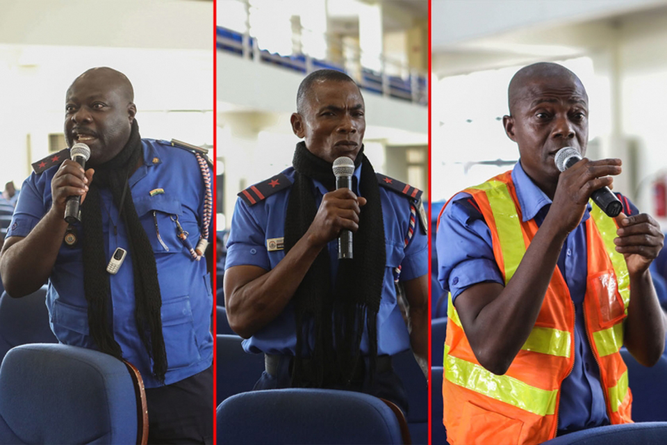 Some security personnel deliberating on the various issues discussed