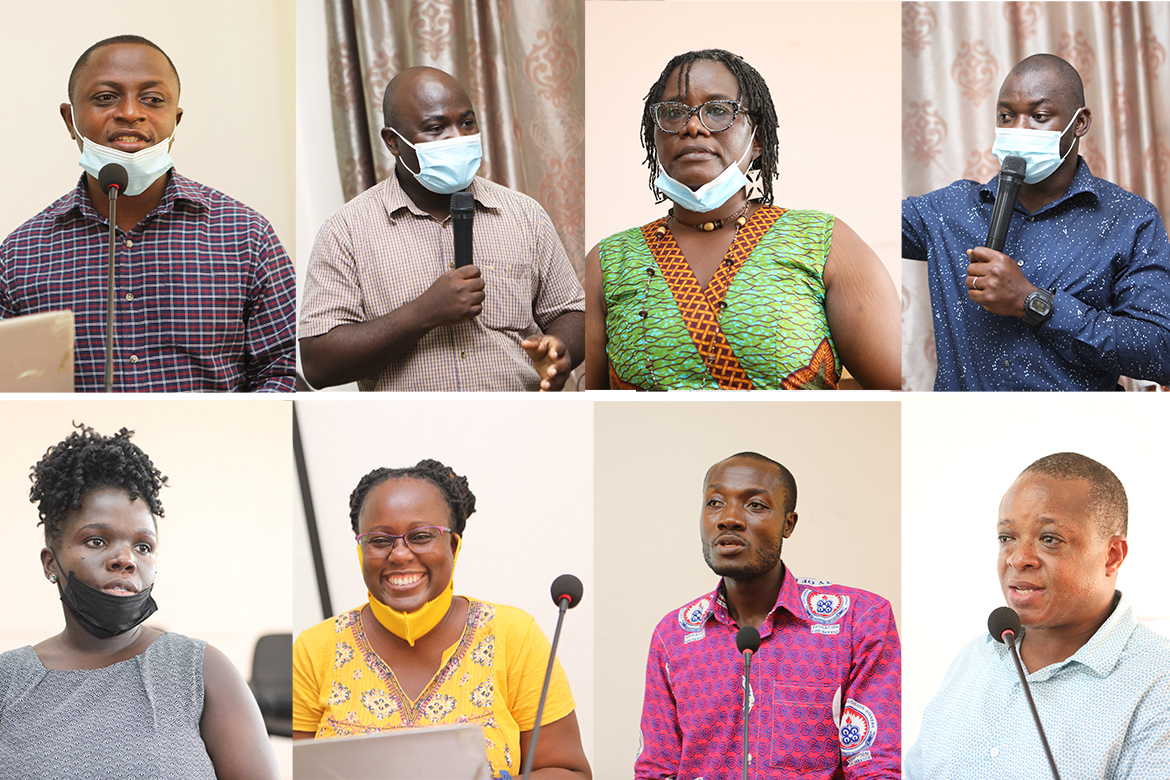 Resource persons (top L-R); Dr. Richardson Addai-Mununkum, Mr. Raymond Boison, Dr. (Mrs.) Patricia Ananga, Mr. Humprey Pufaa, Ms. Latipher Osei, Dr. Hannah Acquaye, Mr. Daniel Essel and Dr. Jones Apawu. 