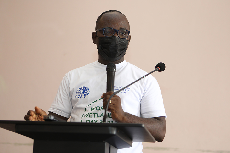 Head, Department of Geography Education, Dr. Enoch Sam making an appeal to stakeholders to take action in sustaining wetlands in Ghana