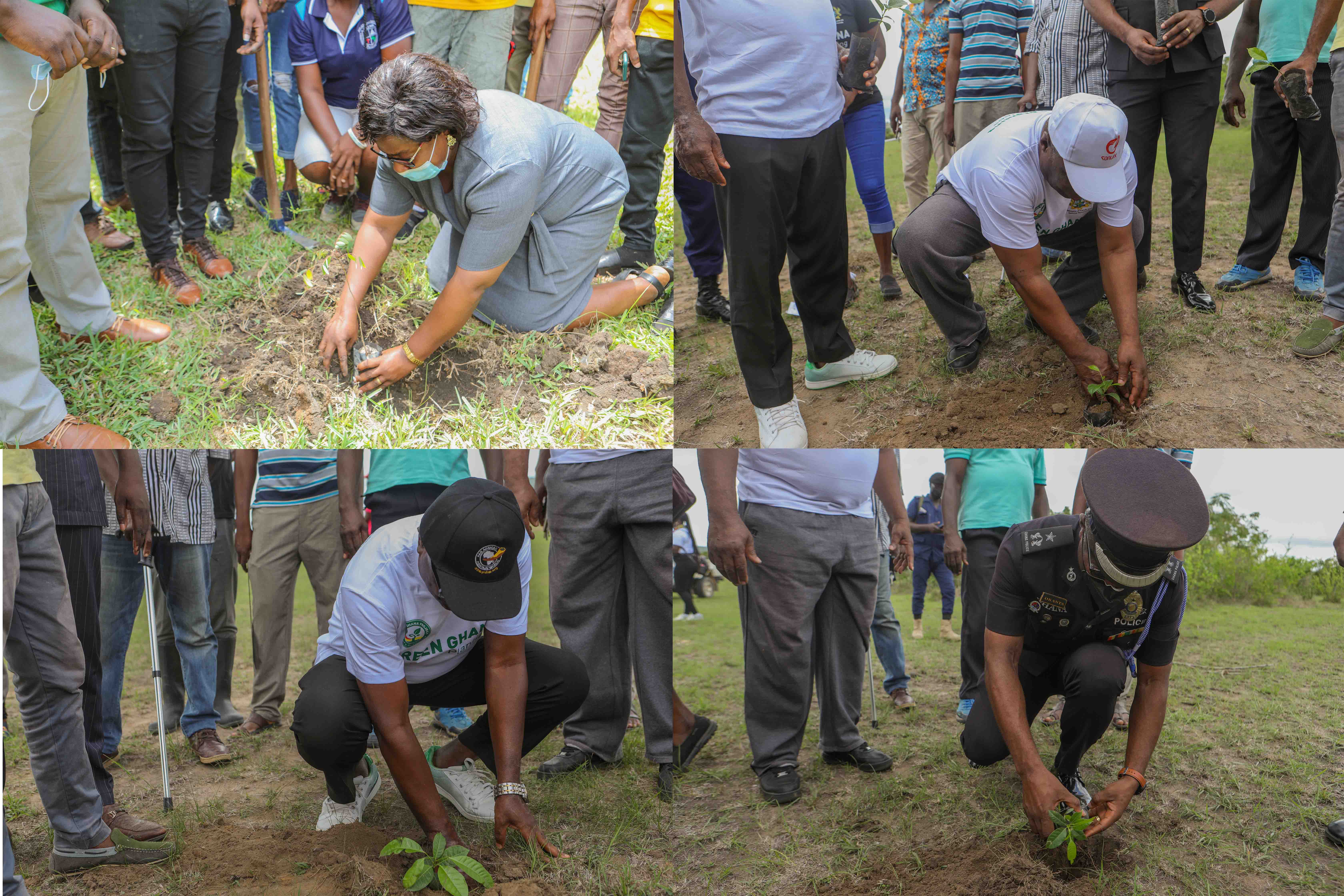 Some dignitaries who supported the tree planting exercise to make it a success (from L-R); Prof. Lucy Effeh Attom, Neenyi Ghartey VII, Mr. John B. Ninson and DCoP Asiedu Okanta 