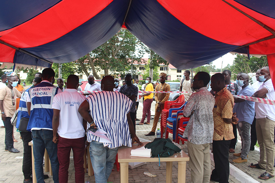 The ballot papers being counted after the election