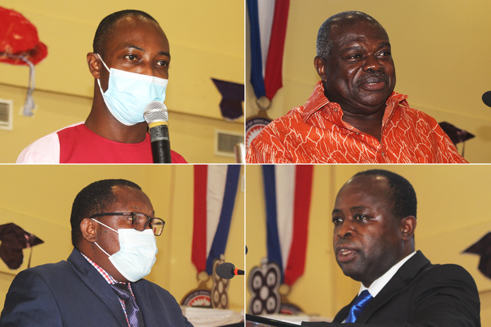 The facilitators of the programme (top right to left) included Secretary General of the African Research Universities Alliance (ARUA) and former Vice-Chancellor,  University of Ghana (UG), Prof. Ernest Aryeetey, Prof. Emmanuel Obed Acquah, Mr. Reginald S. K. Agbo and Dr. Edmond Agyeman