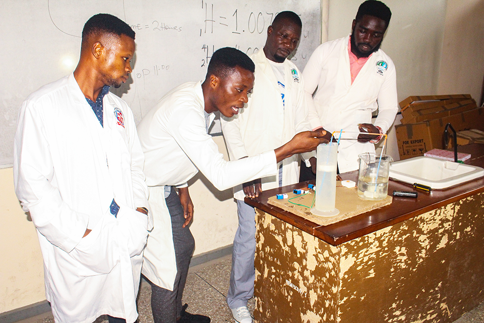 Students during a hands-on activity at the exhibition