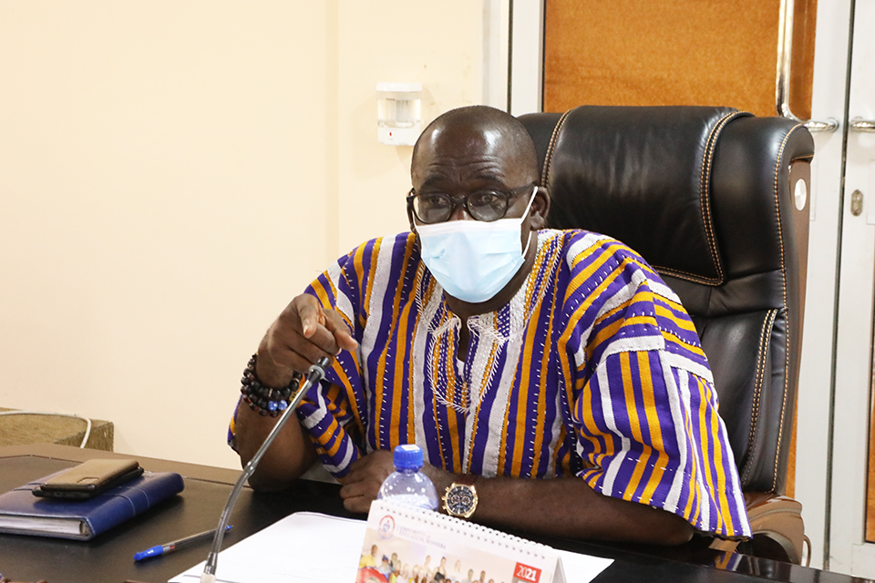 The new Ag. Vice-Chancellor, Prof. Andy Ofori-Birikorang during his first official interaction with Management of the University