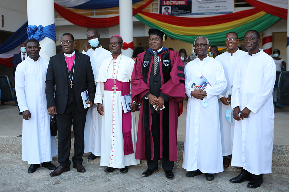Rev. Fr. Prof.  Afful-Broni in a group photograph with some Catholic Priests who were there to support the memorable occasion