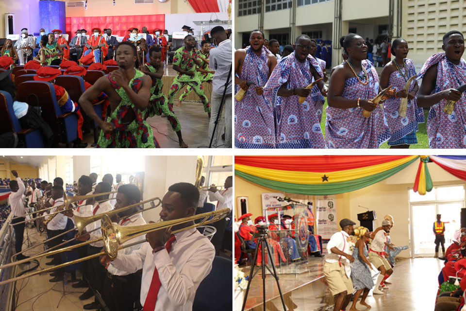 Scenes of UEW Band and Theatre Arts Students performing 