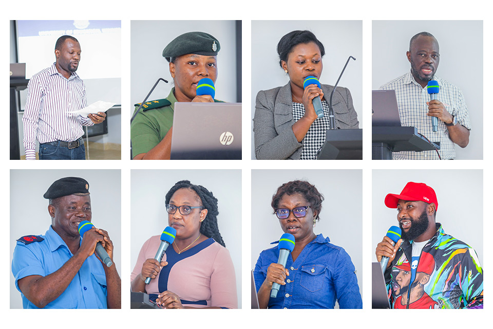 op row (L-R): Mr. Kizito Ackom, ASI Esther Okai, Ms. Janet Oti and Mr. Viscount Buer; bottom row (L-R): Mr. Opare Danso, Dr. (Mrs.) Beth Offei-Awuku, Mrs. Christiana Ammah and Mr. Nurudeen Ahmed