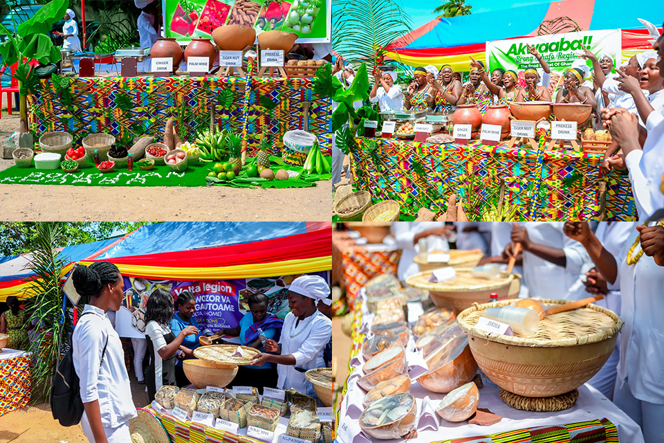 Various indigenous drinks and dishes on display