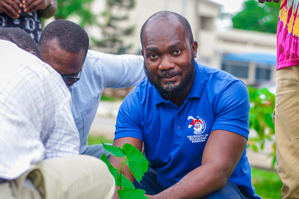 Head of Department, Dr. Benjamin Ghansah being assisted by some members of staff during the exercise