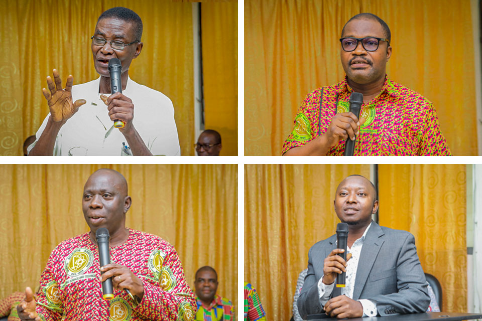 Speakers at the inauguration included (top L-R);  Prof. John K. Eminah, Prof. Adinortey, Mr. Forson Dzoto, and Dr. Opoku Yeboah 