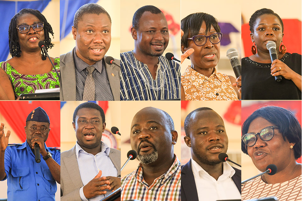 Line one from L-R: Mrs. Christiana Ammah, Dr. John Yambah, Dr. Awini Adam, Ms. Agatha Gifty Larson and Dr. Latipher Osei Appiah-Agyei; Line two from L-R: Mr. Opare Danso, Mr. Albert Osei-Mensah, Mr. Raymond Boison, Mr. Akudugu Issaka and Dr. Theresa Antwi
