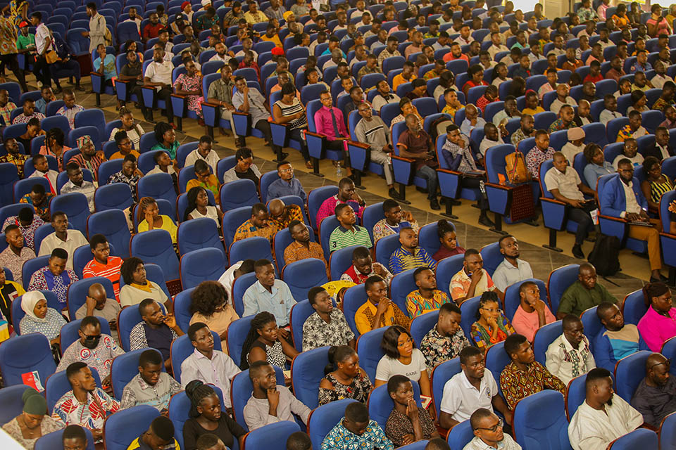 An aerial shot of attendees at the Jophus Anamuah-Mensah Conference Centre