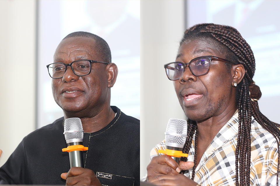 Speakers at the event, Mr. Akwasi Addae Boahene (left) and Mrs. Abena Asamoabea Osei-Akoto