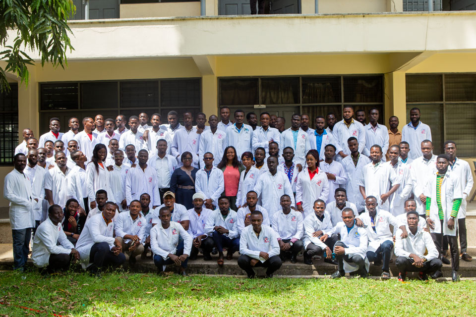 A group photograph of instructors and students