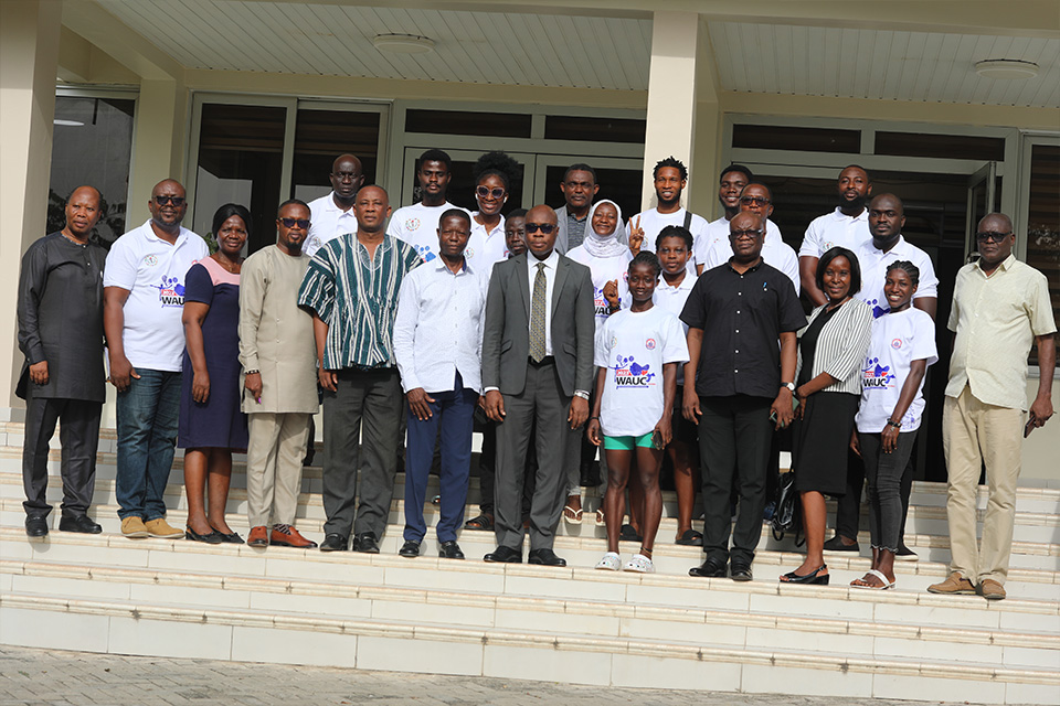 A group photo of the Sports Contingent and UEW Management