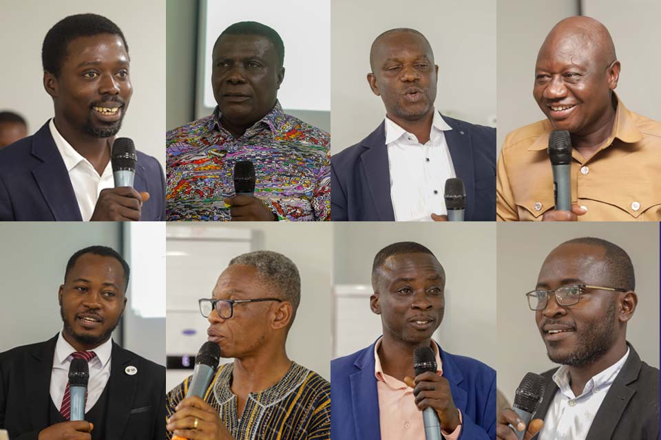 Top row from L-R: Mr. Shadrack Nketiah, Mr. Godwill Andoh Mensah, Surv. John K. Oppong, Esq. and Mr. Alhassan Fuseini; bottom row from L-R: Mr. Daniel Yidana, Mr. John K. O. Biney, Mr. Clement A. Yeboah and Mr. Emmanuel Ewusie-Mensah 