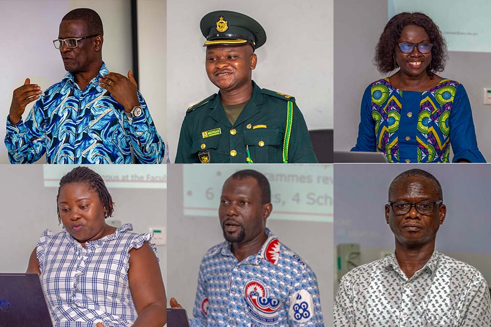 Resource persons from top row L-R to bottom row L-R: Prof. Samuel Hayford, Supt. Desmond Obeng Mensah, Mrs. Christiana Amma, Ms. Pearl Joan Korkuvi, Mr. Kizito Kofi Etsibah Ackom and Mr. Stephen Ernest Donkor