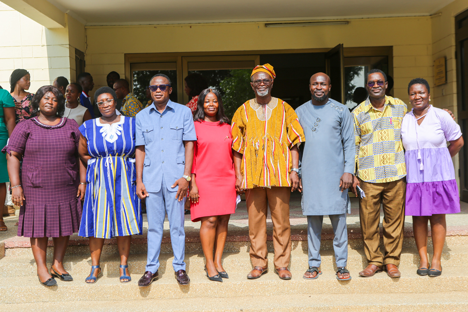 Prof. Ammah in a group picture with the Dean and HoDs in the faculty