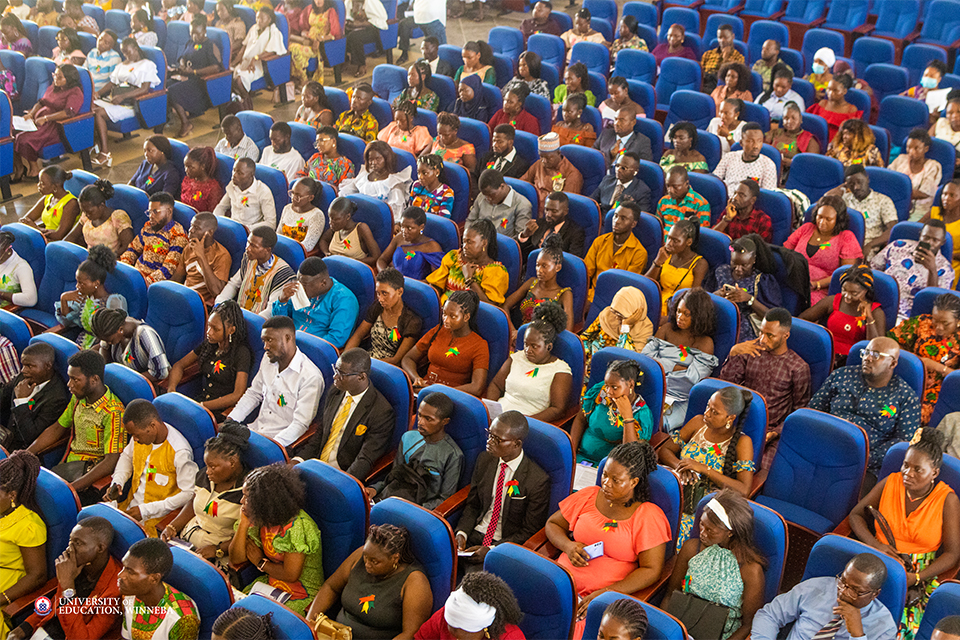 An aerial shot of fresh students who attended the matriculation 