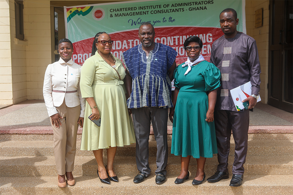 The newly sworn-in executives from L-R: Ms. Maura Tenteh, Ms. Francisca Elorm Kukbegah, Dr. Bernard B. B. Bingab, Ms. Patricia Kaitoo and Mr. Isaac Darko 