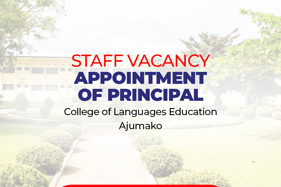 Staff Vacancy | Appointment of Principal, COLANG