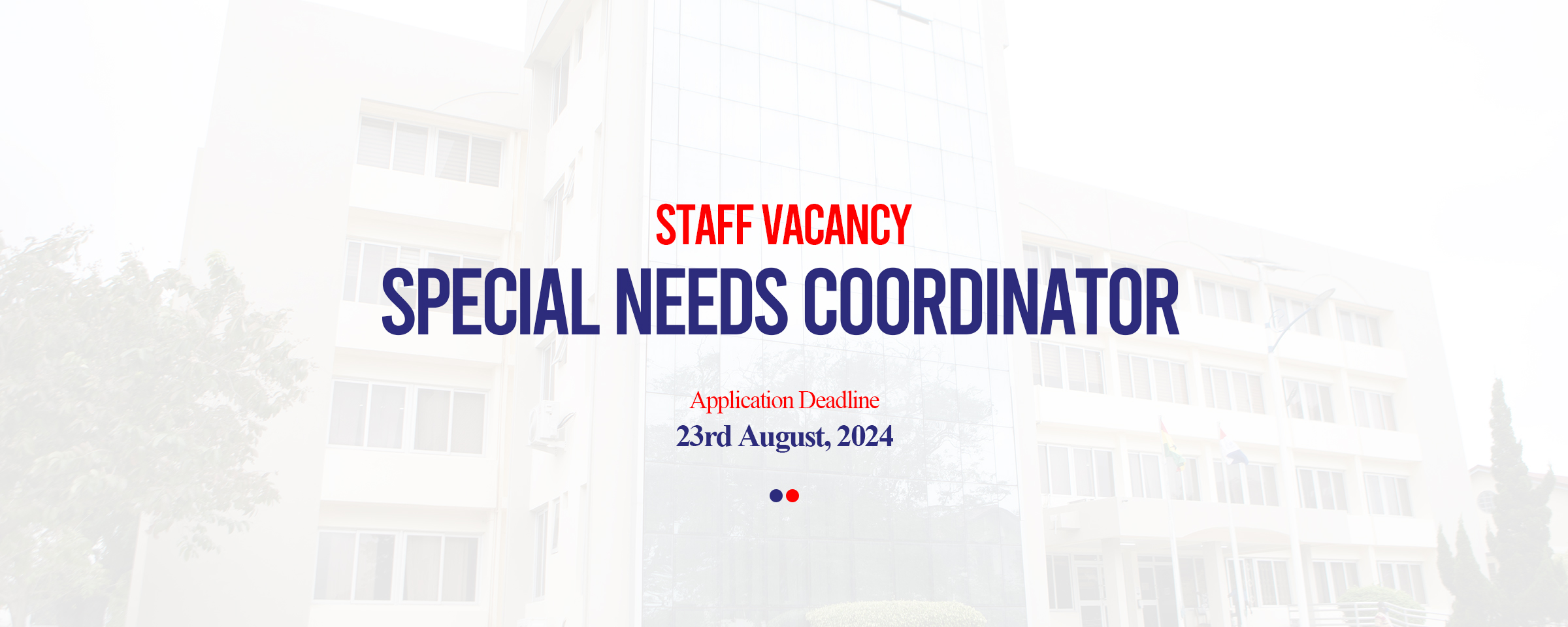 Special Needs Coordinator Staff Vacancy Banner