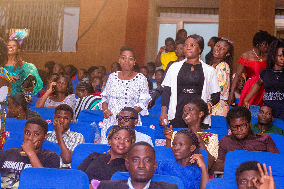 A cross-section of the cheerful audience 