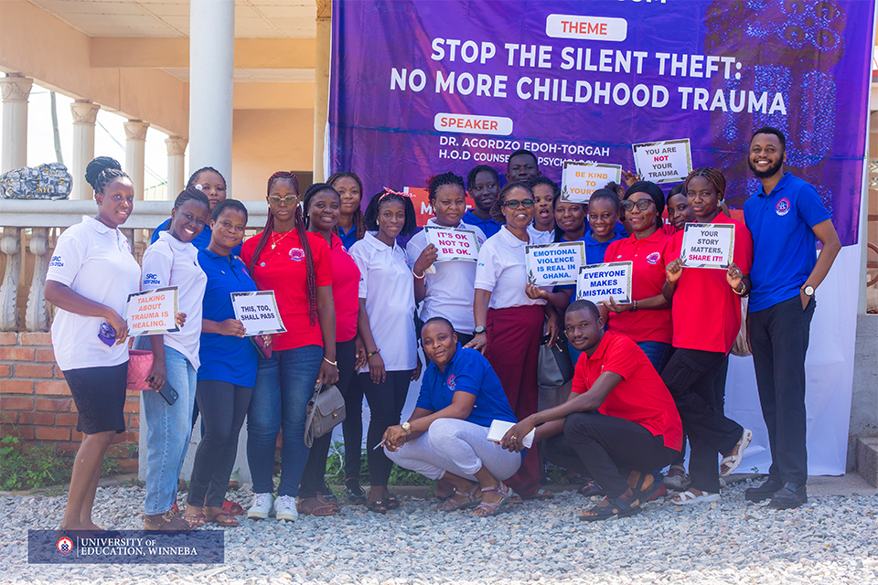 Dr. (Mrs.) Nyuiemedi Agordzo Edoh-Torgah poses with the students after the event 