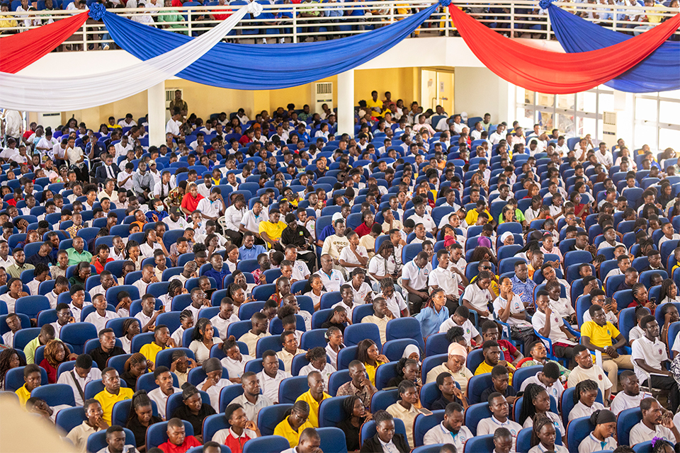 An aerial shot of attendees at the Jophus Anamuah-Mensah Conference Centre