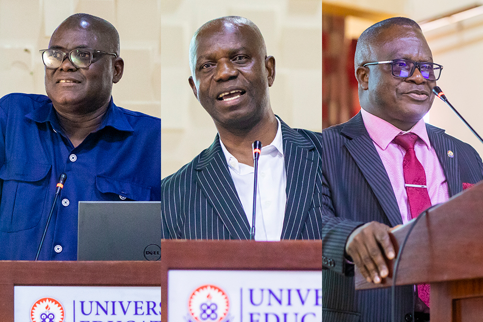 From L-R: Mr. Steve van Kamassah, Surv. John Kwaku Oppong, Esq. and Dr. Francis Akrono