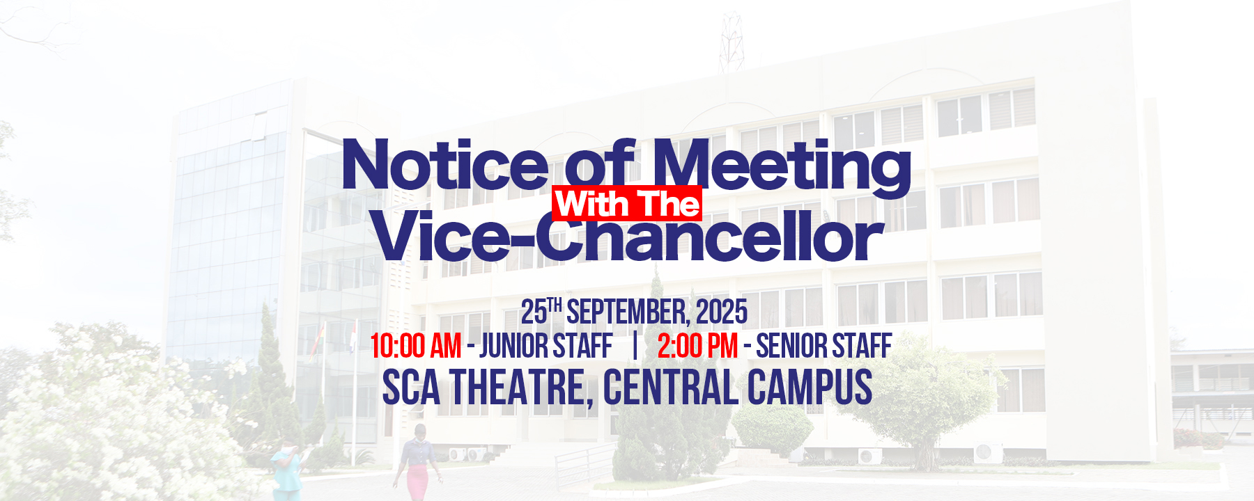 Notice of Meeting with the Vice-Chancellor