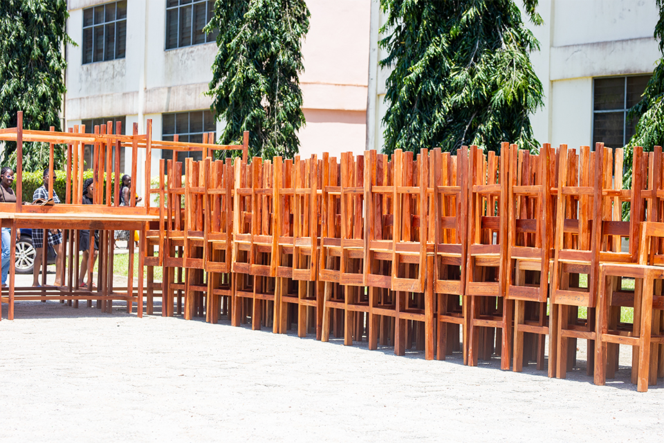 A full view of the donated specialised furniture 