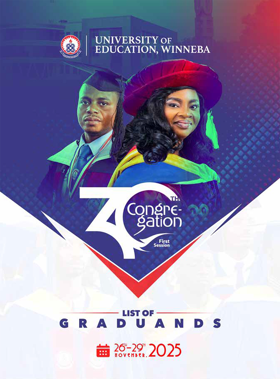 Lists of Graduands for the 1st Session of the 30th Congregation, UEW