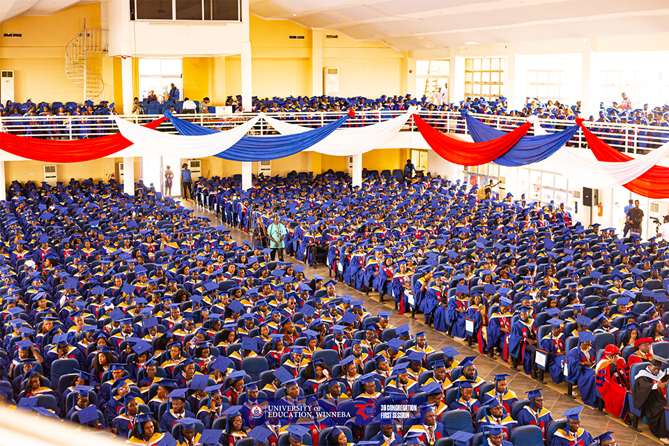 An aerial view of the graduating students 