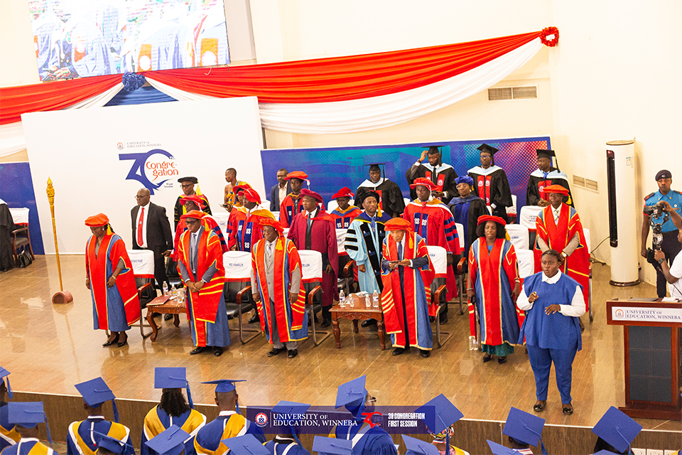 A cross-section of principal officers reciting the UEW anthem
