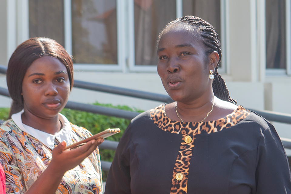 Mrs. Ekua Abedi-Boafo (right) addressing the delegation from the Effutu Municipal Assembly 