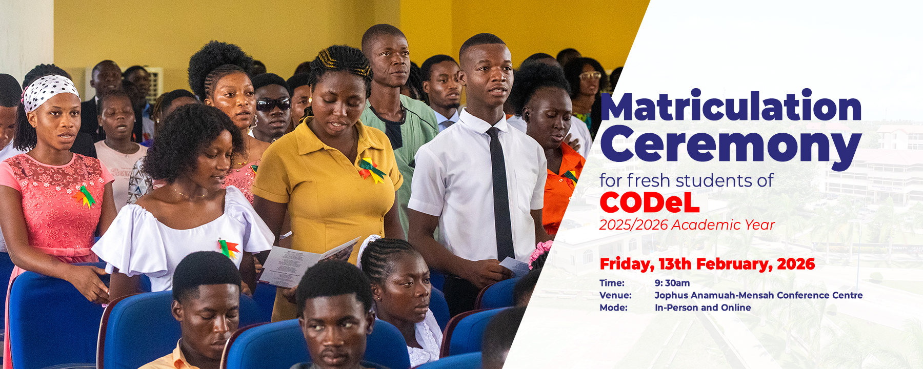 Matriculation Ceremony for Fresh Students of CODeL | 2024/2025 Academic Year