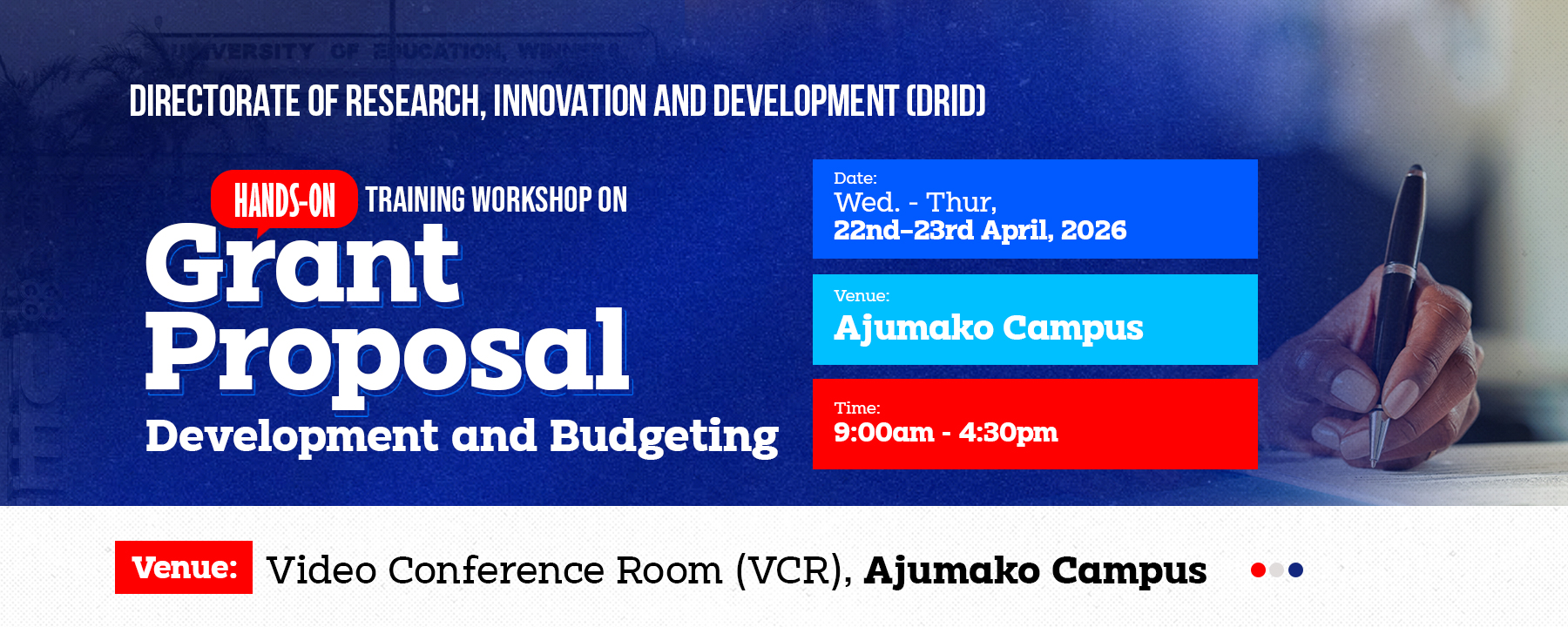 Hands-On Training Workshop on Grant Proposal Development and Budgeting