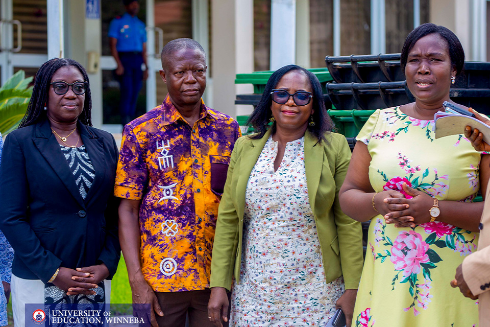 Mrs. Ekua Abedi-Boafo (right) speaking on behalf of UEW management