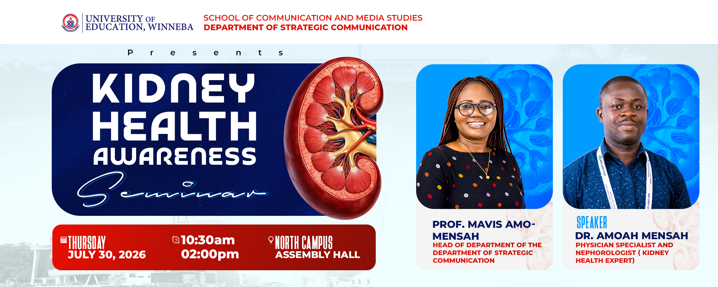 Department of Strategic Communication to Hold Kidney Health Awareness Seminar