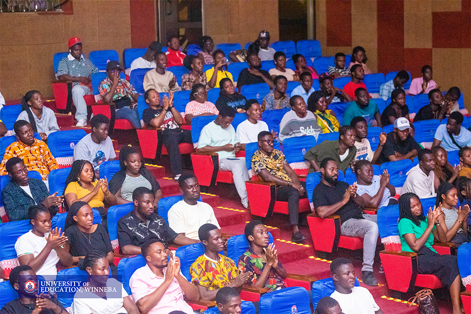 An aerial view of audience at the SCA Theatre