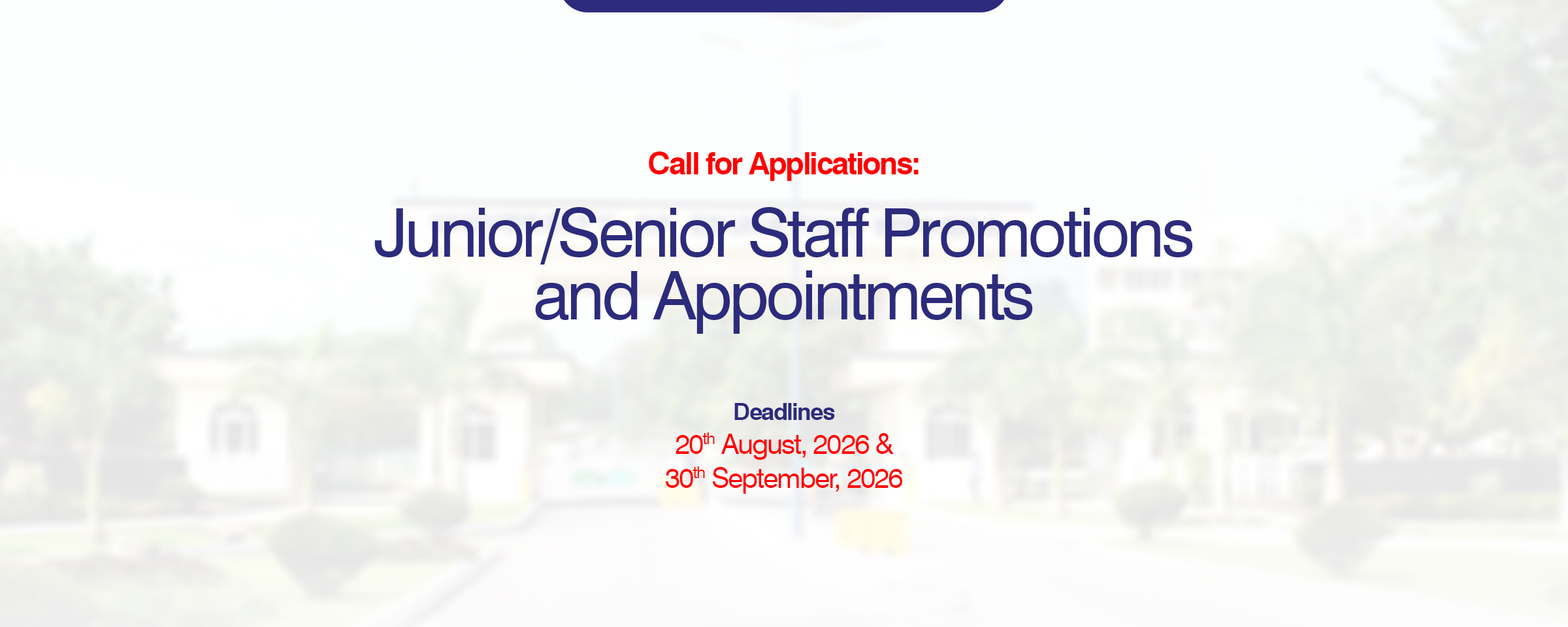 Call for Applications: Junior/Senior Staff Promotions and Appointments