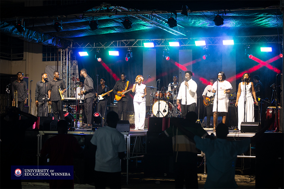 The UEW Pop Band captivating the audience with electrifying renditions of the Tagoe Sisters' timeless classics