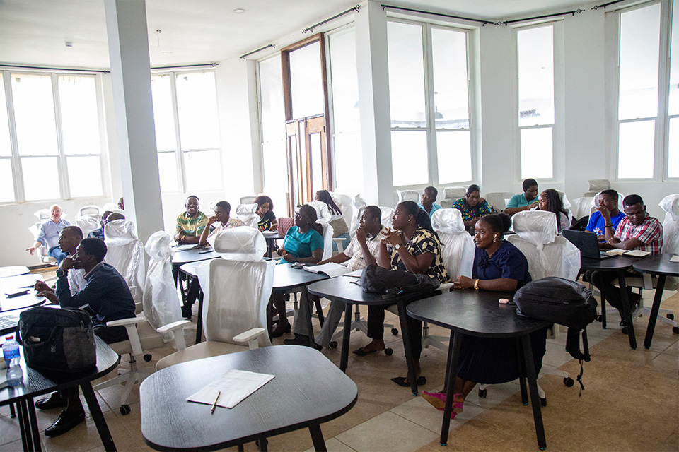 An aerial view of participants 