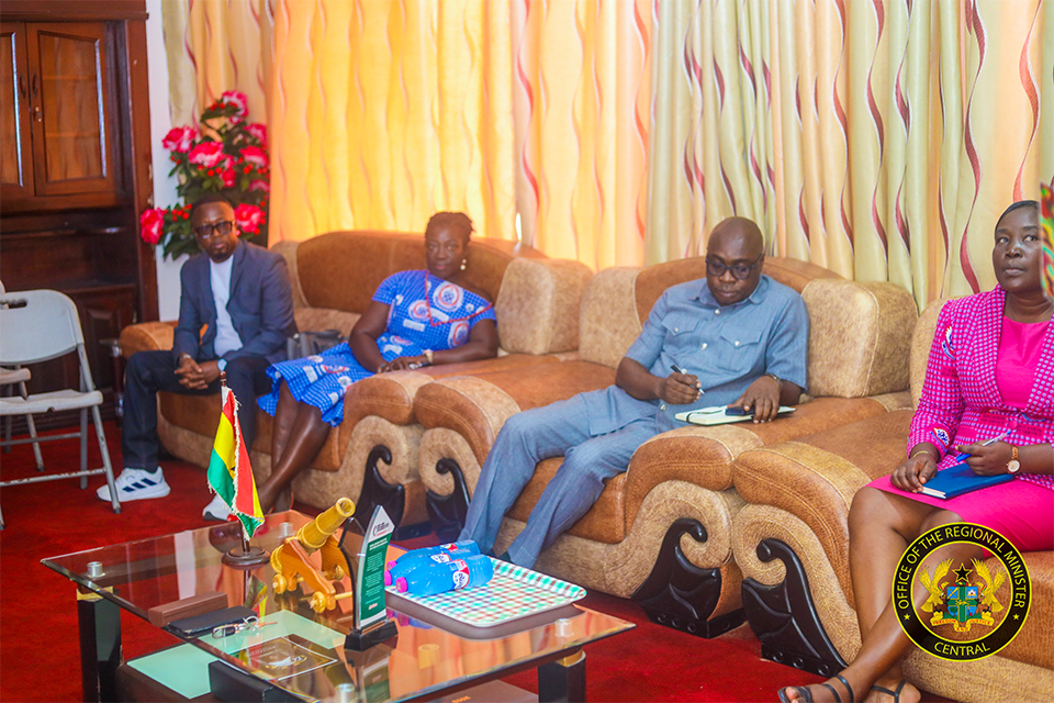Prof. Stephen Jobson Mitchual (2nd from right) addressing the Regional Minister